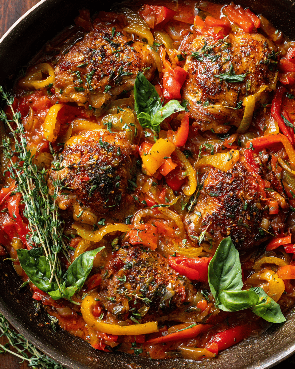Chicken Thighs in Tomato-Bell Pepper Sauce