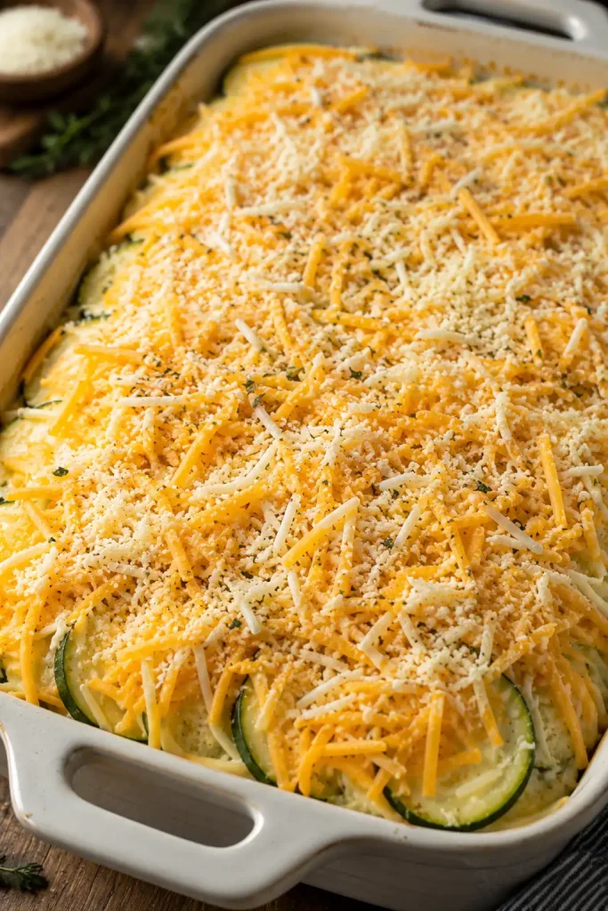 Zucchini and Yellow Squash Au Gratin: A Delicious Twist! 99 Adding cheddar and parmesan cheese to zucchini and yellow squash au gratin before baking