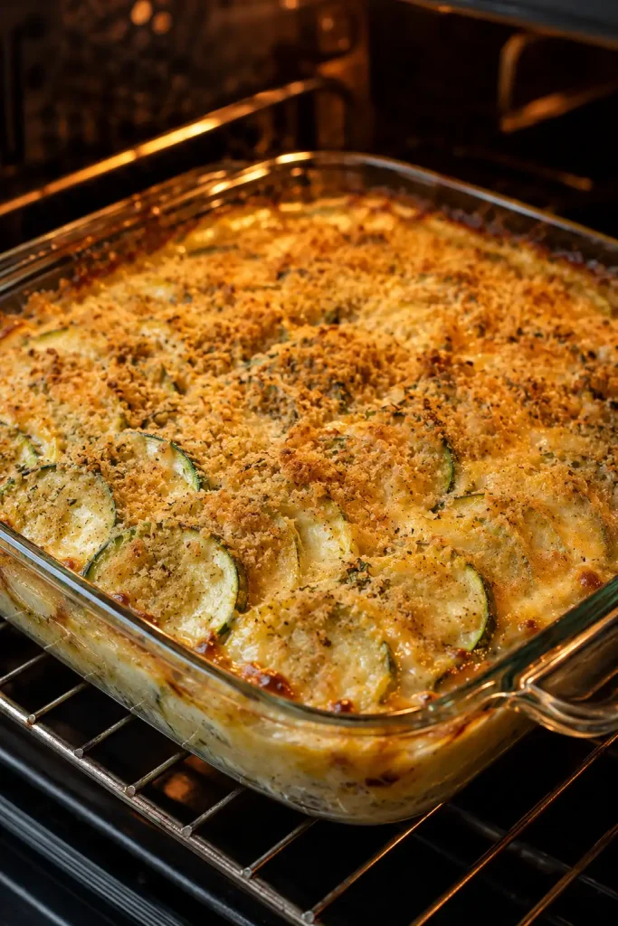 Zucchini and Yellow Squash Au Gratin: A Delicious Twist! 101 Unbaked zucchini and yellow squash au gratin casserole topped with cheese and breadcrumbs