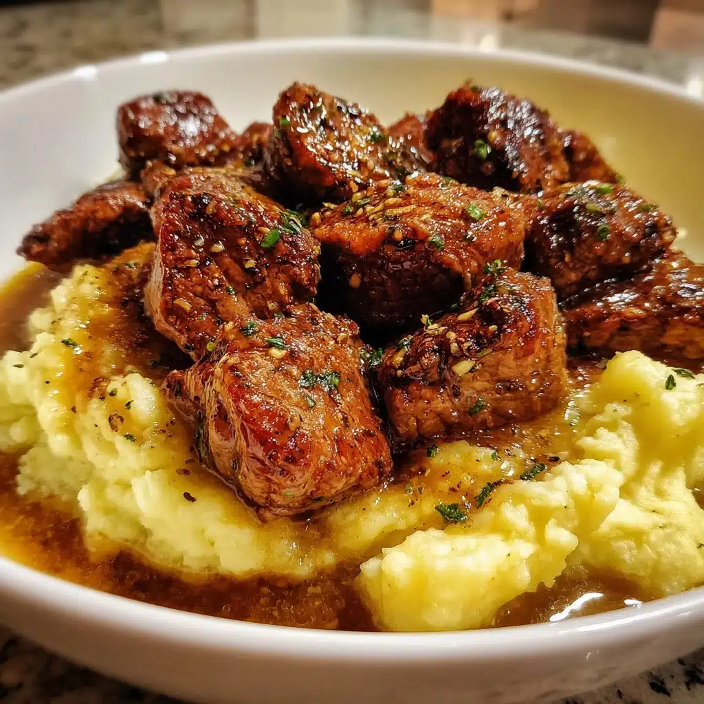 Irresistible Garlic Butter Steak Bites with Creamy Mash