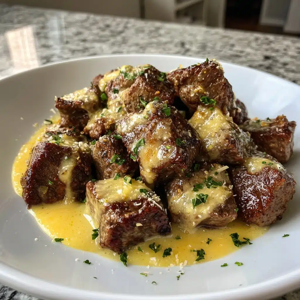Irresistible Garlic Butter Steak Bites with Parmesan Sauce