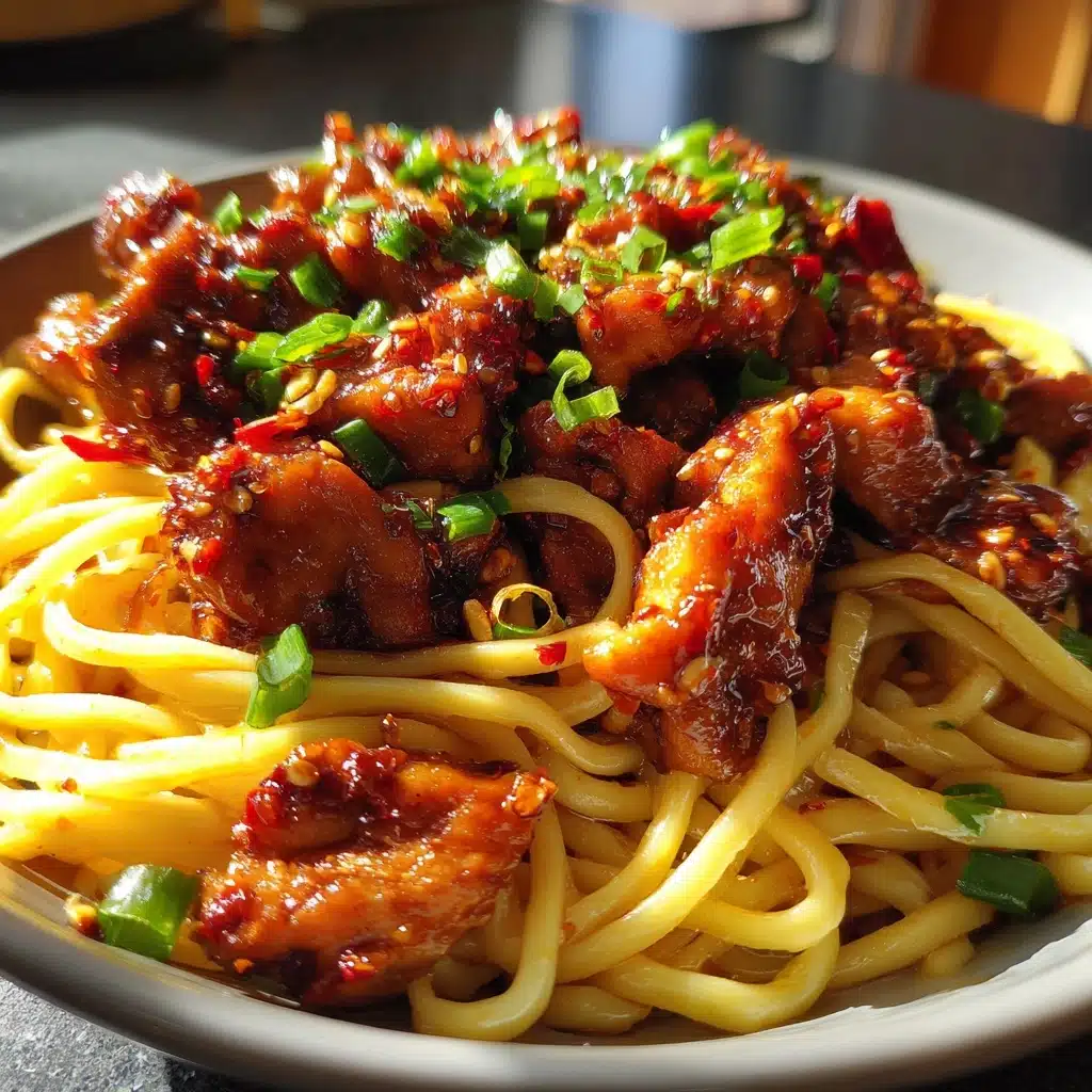 Irresistible Sticky Garlic Chicken Noodles Recipe