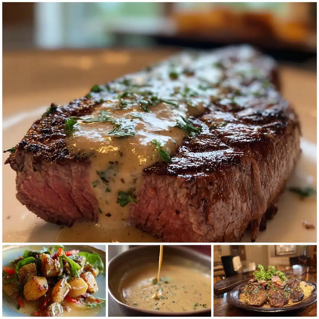 Sizzling Cast-Iron Bavette Steak with Whiskey Cream Sauce