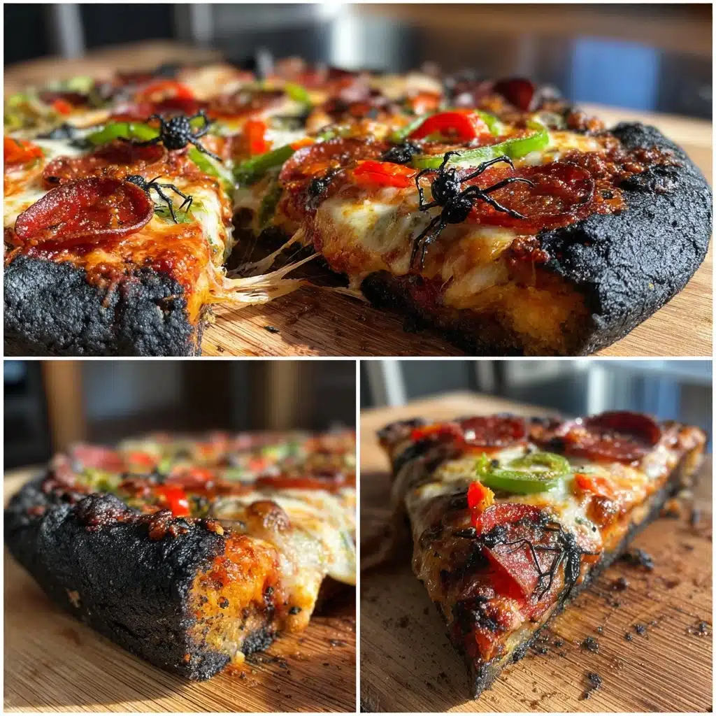 Spider Halloween Pizza with Black Charcoal Crust