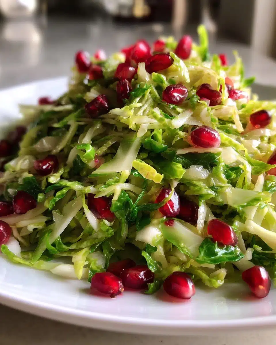 Vibrant Shaved Brussels Sprout Salad with Pomegranate Delight