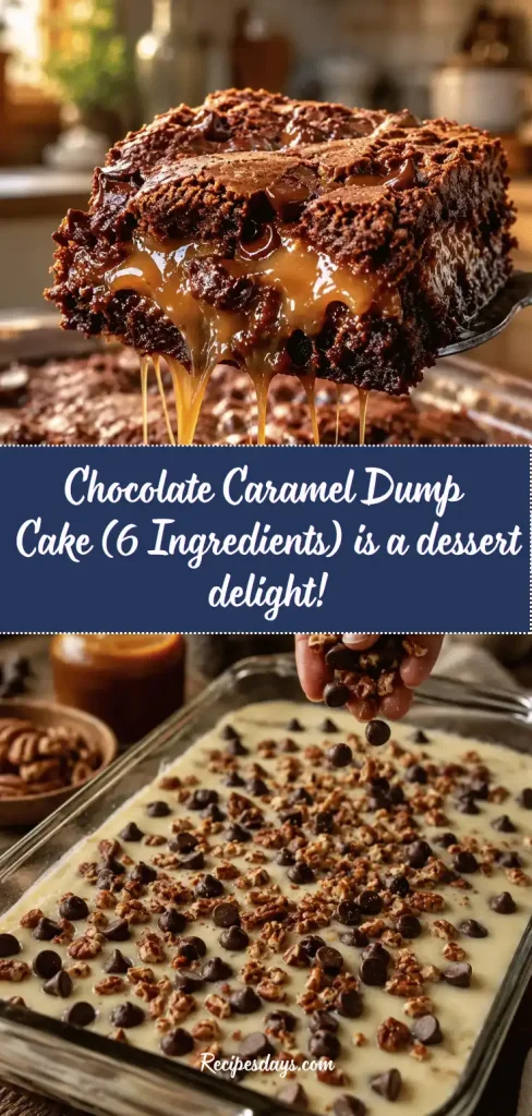 Chocolate Caramel Dump Cake 6 Ingredients is a dessert delight