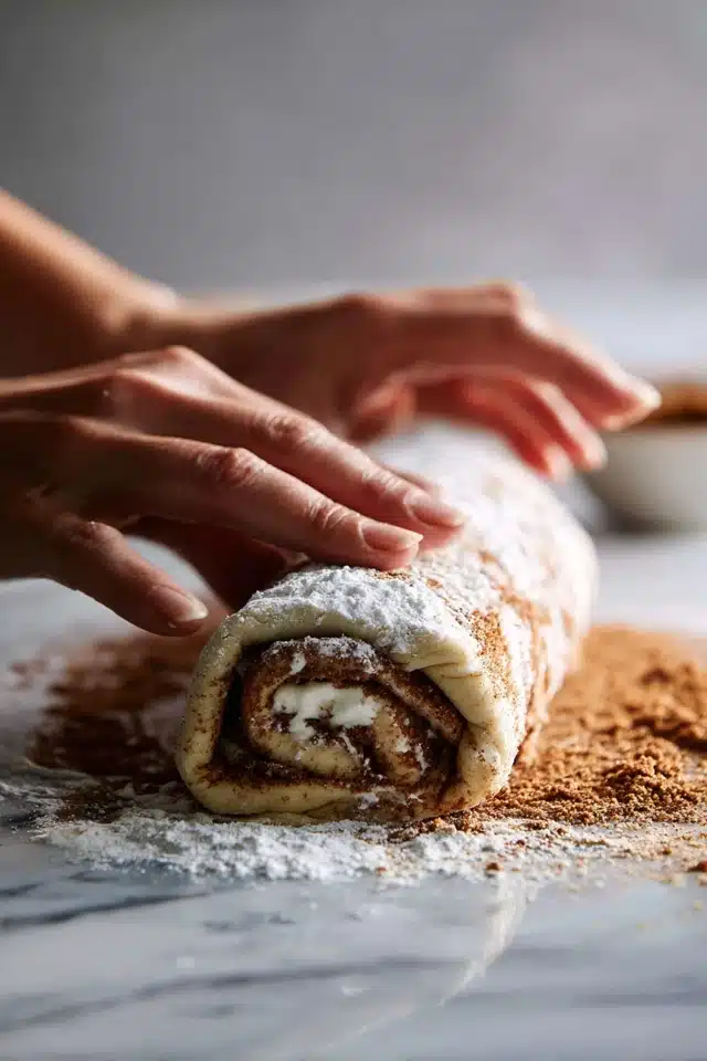 fluffy baked cinnamon rolls topped with cream cheese frosting