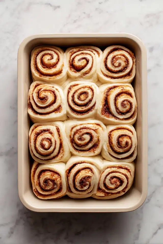 homemade cinnamon rolls with cream cheese icing fresh from the oven