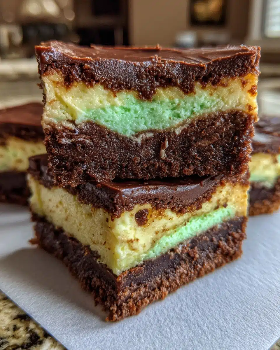Chocolate Mint Cheesecake Bars