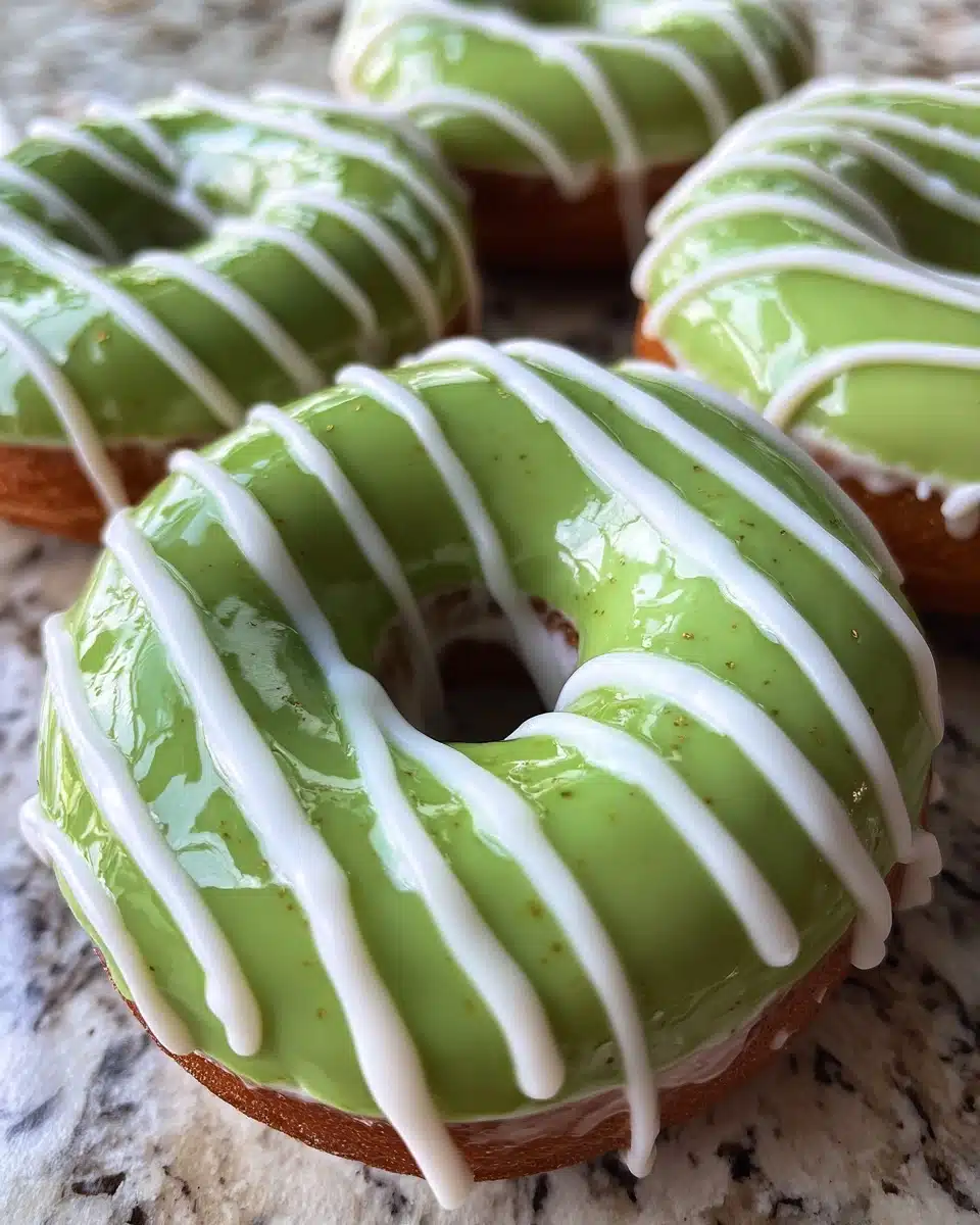 Green Donuts with Vanilla Glaze