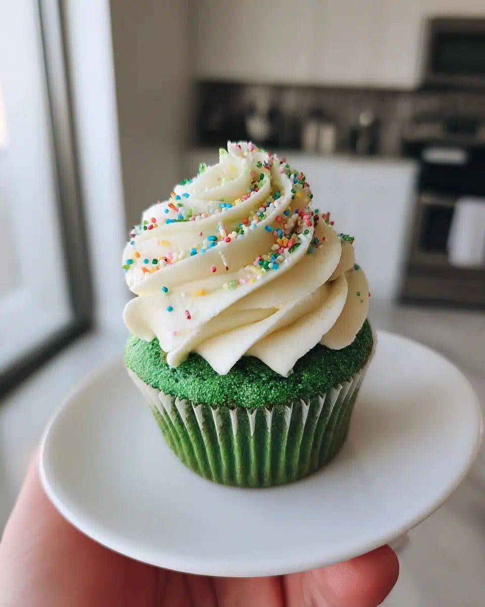 Green Velvet Cupcakes with Cream Cheese Frosting