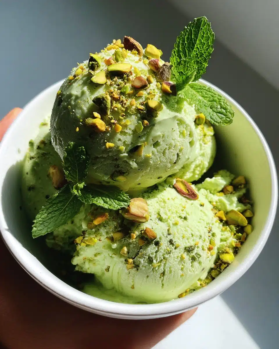 Mint Pistachio Cottage Cheese Ice Cream — A Healthy Green Dessert in 5 Minutes (No Churn!)