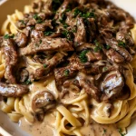 Beef Stroganoff: Savor Creamy Delight Over Buttered Noodles 125 Beef Stroganoff — Creamy Beef Stroganoff Over Buttered Noodles