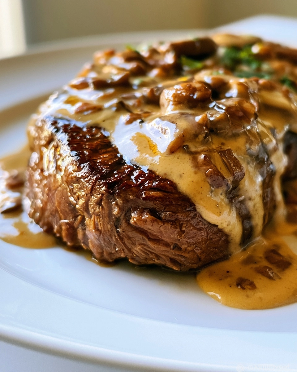 Skirt Steak With Mushroom Gravy