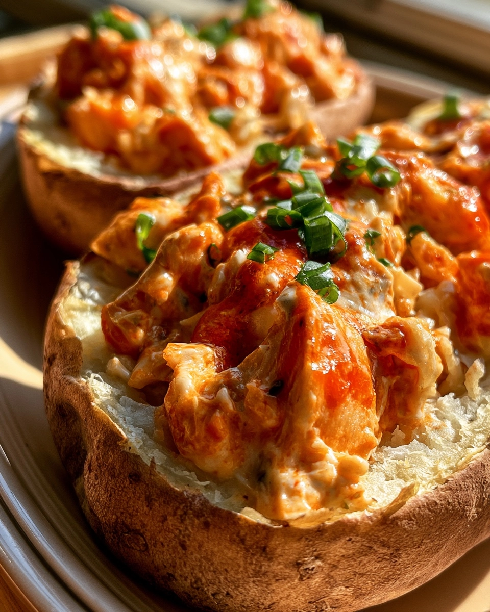 High-Protein Buffalo Chicken Stuffed Potatoes