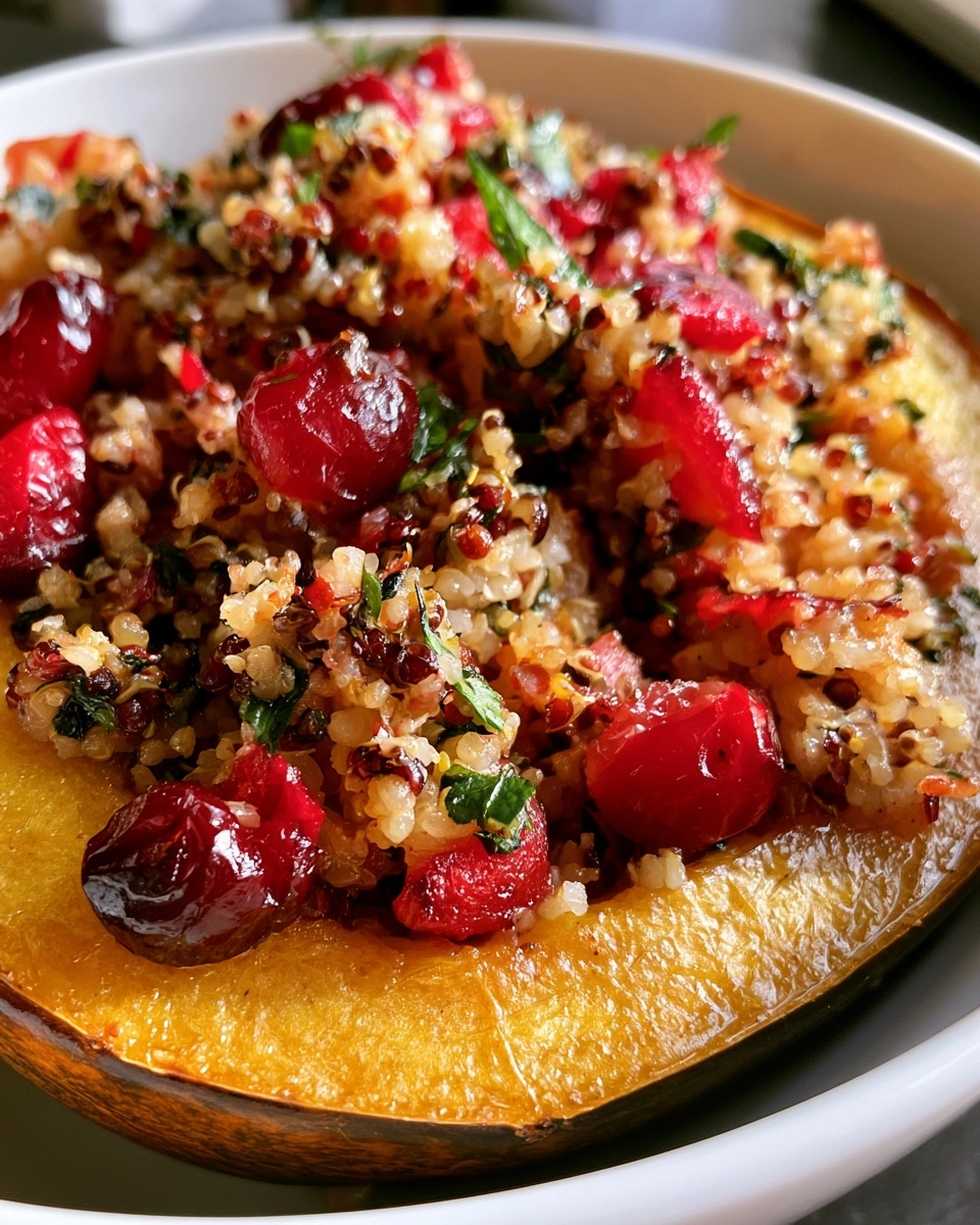 Quinoa and Cranberry Stuffed Acorn Squash for Fall