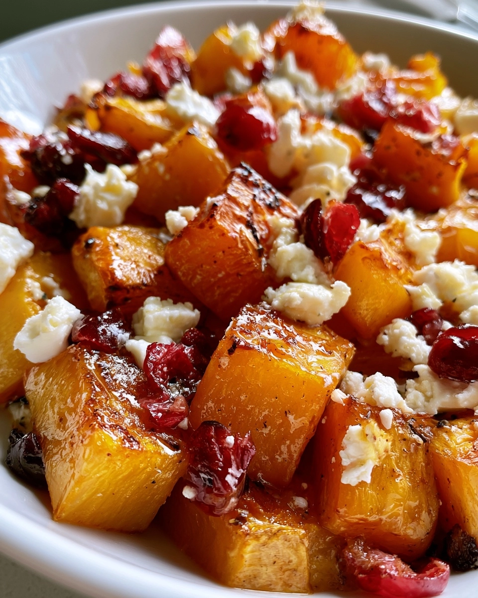 Roasted Butternut Squash with Feta and Cranberries