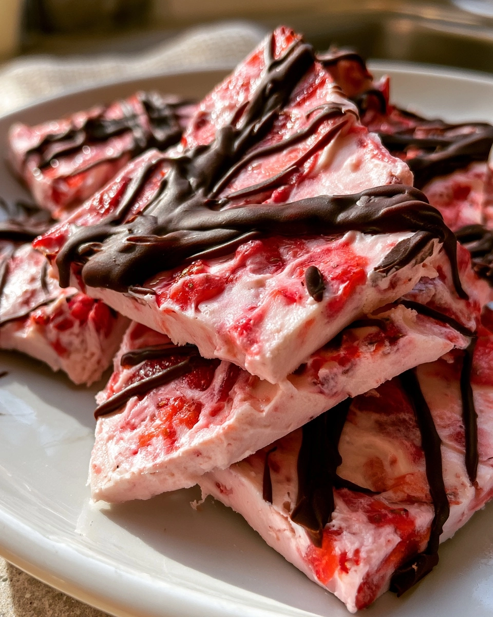 Strawberry Yogurt Bark with Dark Chocolate