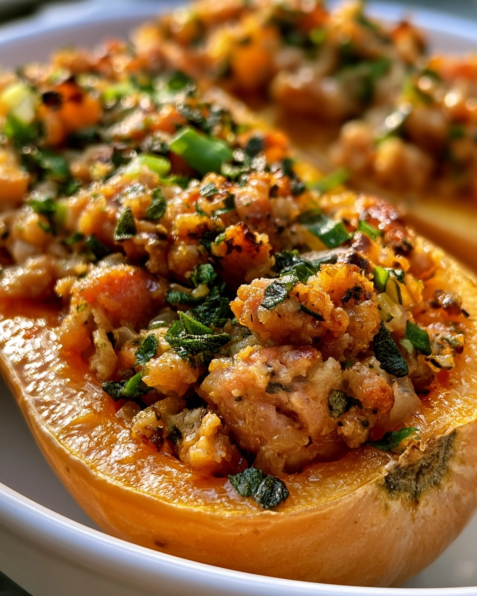 Stuffed Butternut Squash With Sausage and Sage!