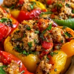 Ground Turkey Stuffed Peppers: Fuel Your Dinner with 32g Protein! 110 Ground Turkey Stuffed Peppers: Meal-Prep Dinner with 32g Protein!