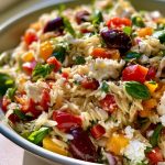 Mediterranean Orzo Salad with Feta and Olives!