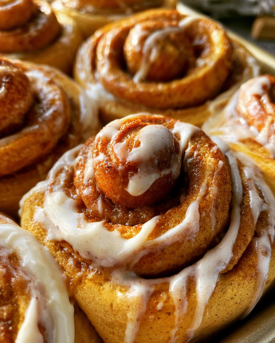 Pumpkin Cinnamon Rolls with Cream Cheese Frosting!
