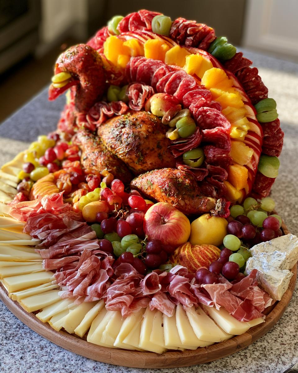 Thanksgiving Charcuterie Board Shaped Like a Turkey!