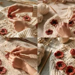 mohnblumen babyjacke hakeln romantischer vintage look 1