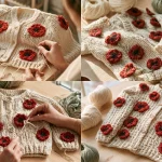 mohnblumen babyjacke hakeln romantischer vintage look
