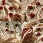 mohnblumen babyjacke hakeln romantischer vintage look 2
