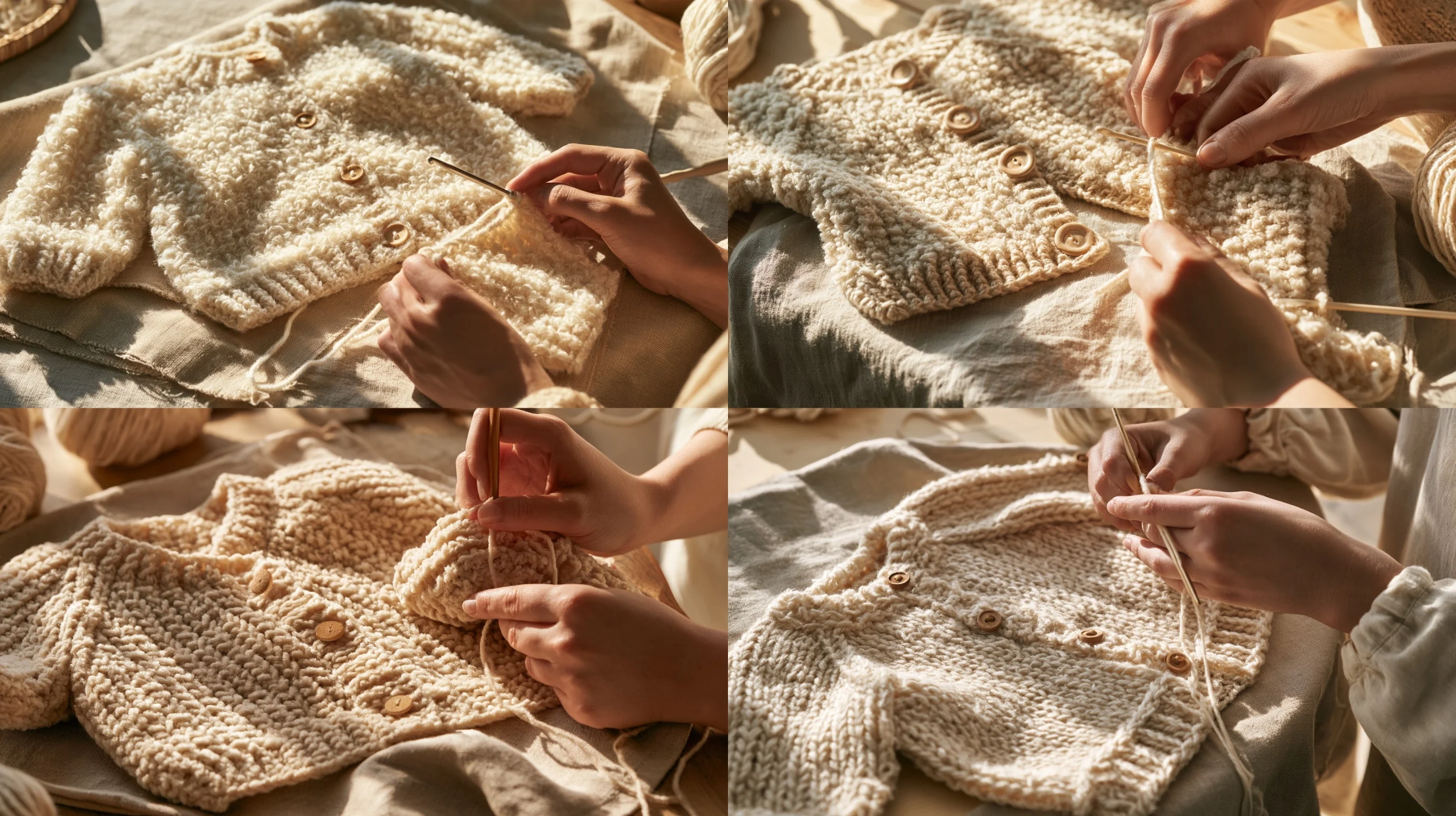 Teddy Baby Cardigan häkeln Kuscheliger Vintage Look