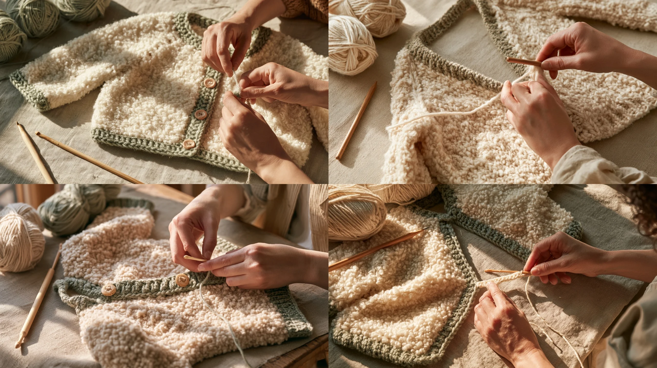 Teddy Baby Cardigan häkeln Kuscheliger Vintage Look